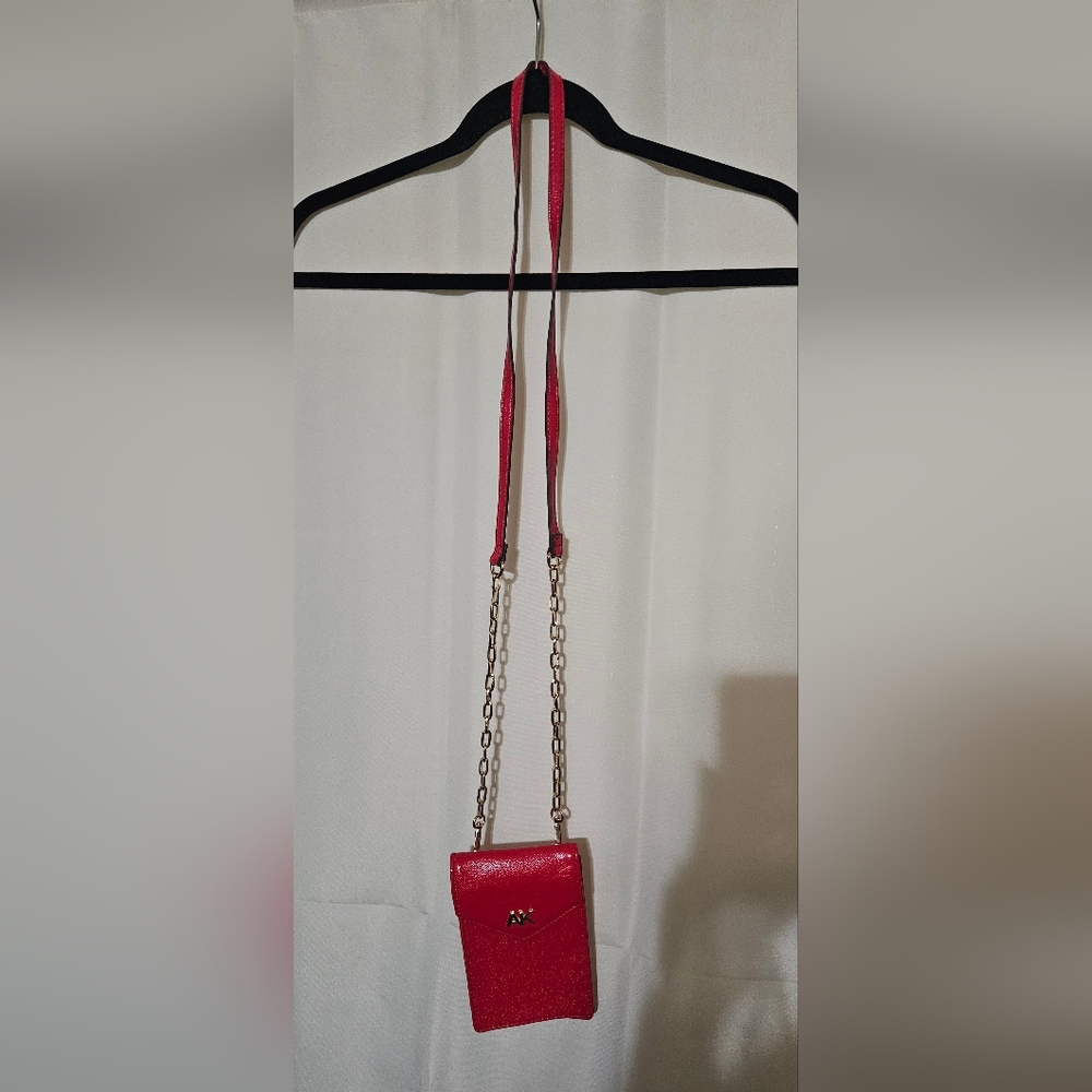 Anne Klein Red Crossbody Bag with Gold Chain